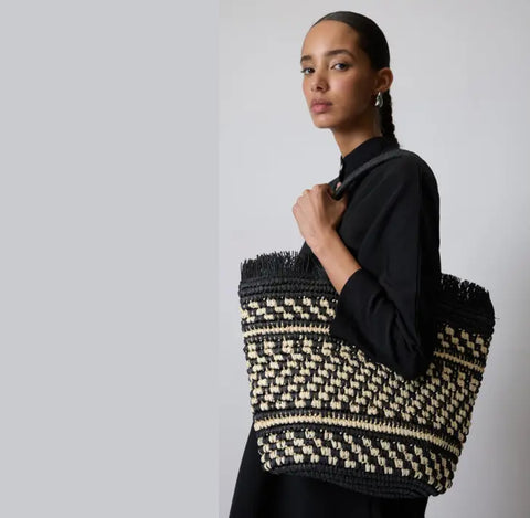 Noir Straw Bag