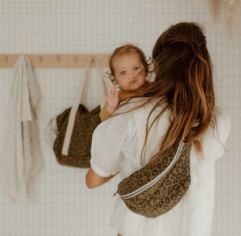 Olive Leopard Banana Bag