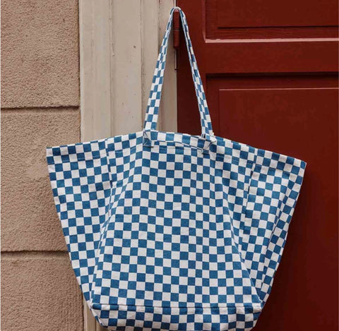 Blue Checker Tote